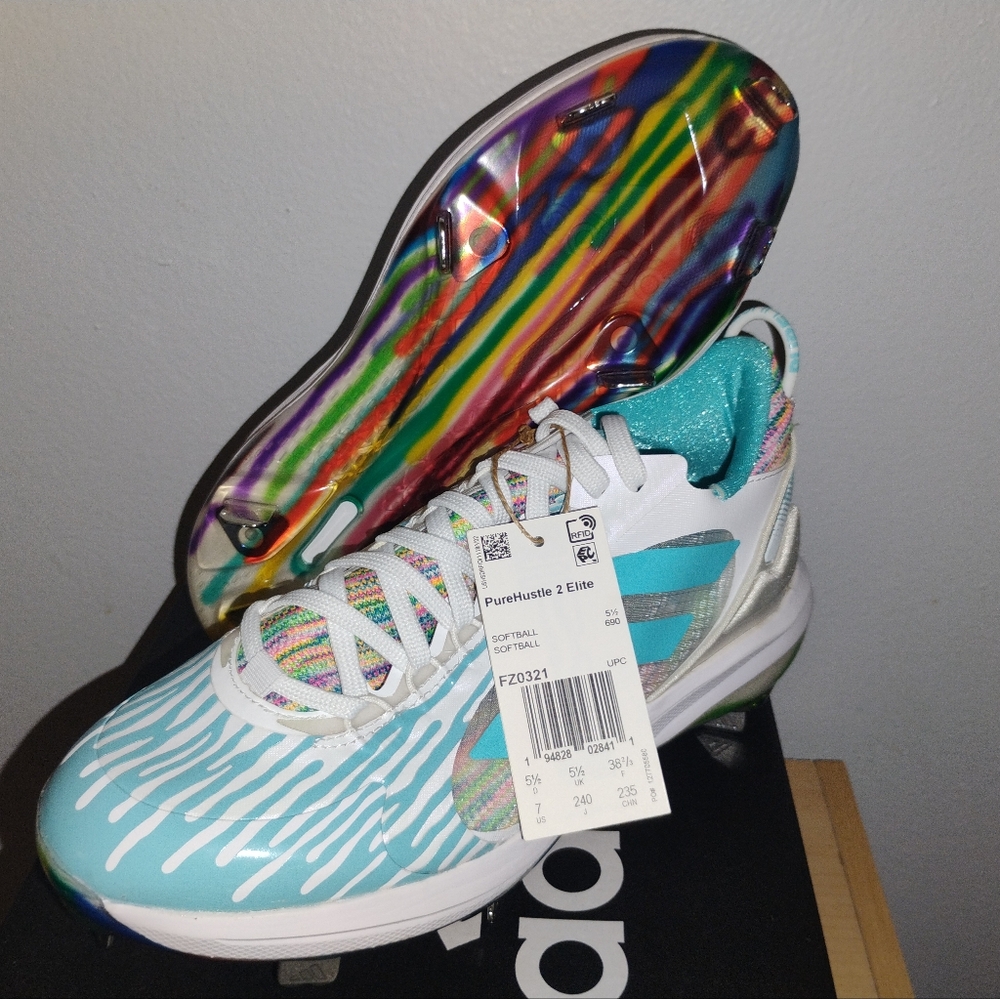 Adidas Womens PureHustle 2 Elite Dripped Out Softball Cleats SZ 7